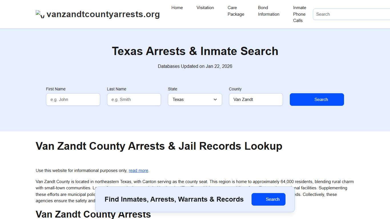 Van Zandt County, TX Arrests, Warrants, Police Records Search