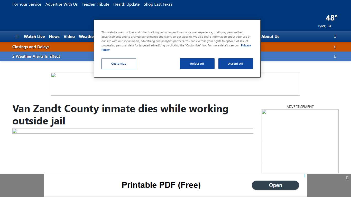 Van Zandt County inmate dies while working outside jail
