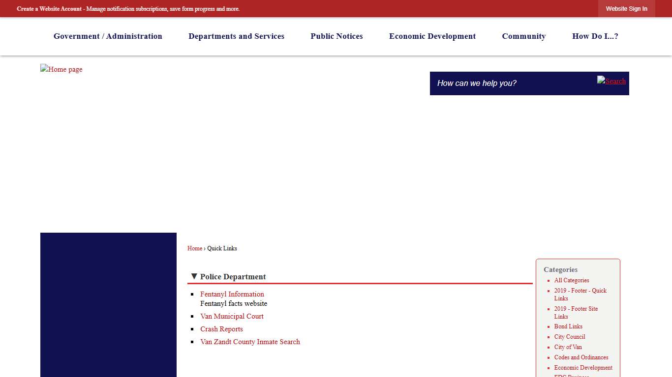 Quick Links • Police Department